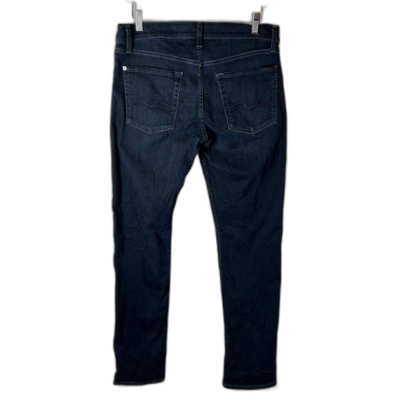 7 For All Mankind Slimmy Blue Dark Wash Mid-Rise Slim Fit Jeans Size 32 - Picture 4 of 13